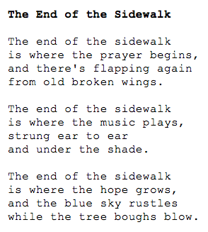end of the sidewalk poem